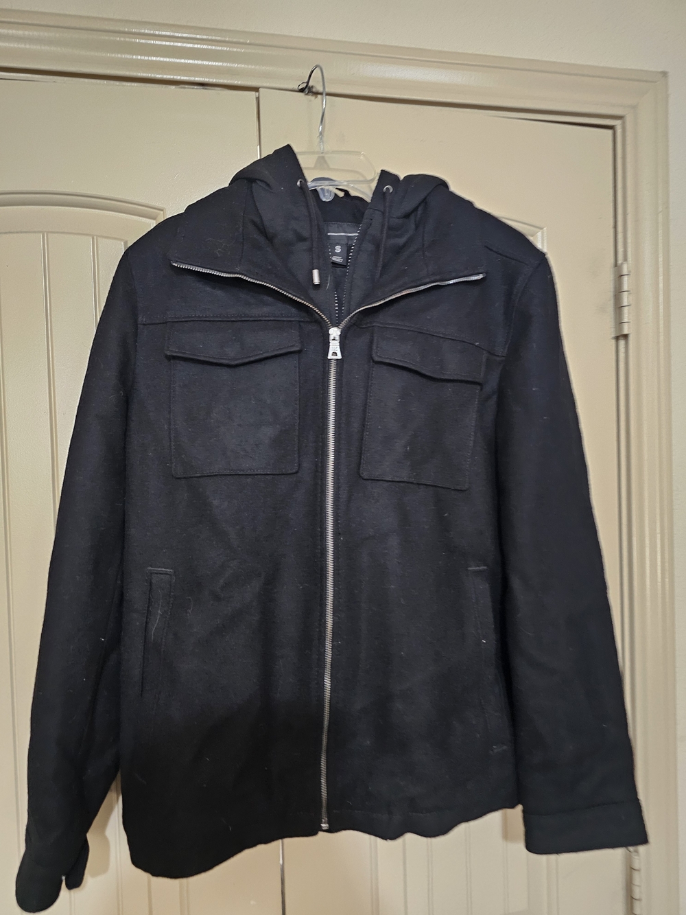 INC International Concepts Men's Black Hooded Military-Style Zip Jacket